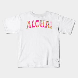 Aloha Typography, Hot Pink Kids T-Shirt
